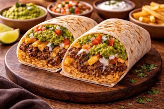 Hidangan Makanan Meksiko Burrito Dengan Isiannya
